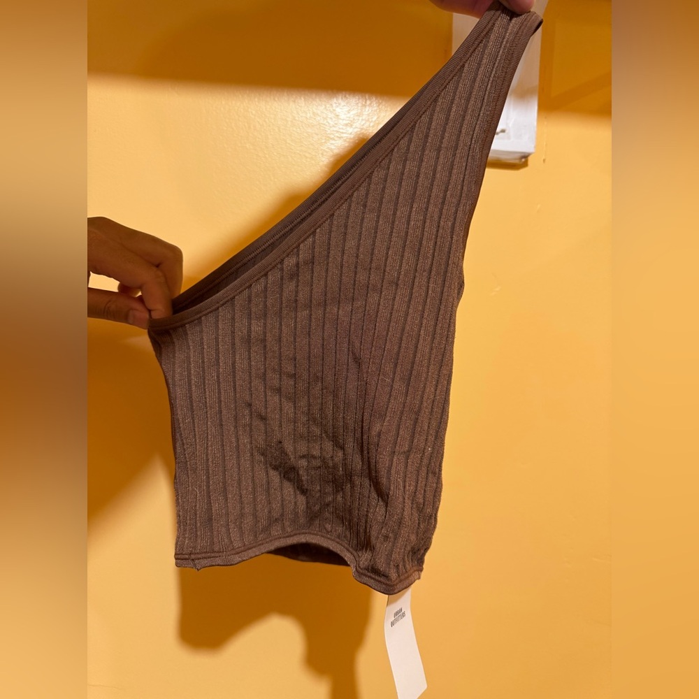 Urban Outfitters Brown Ribbed One Shoulder Top